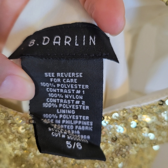 B. Darlin Gold Sequin & White Tulle Fit & Flare Dress size 5/6 - Picture 6 of 6